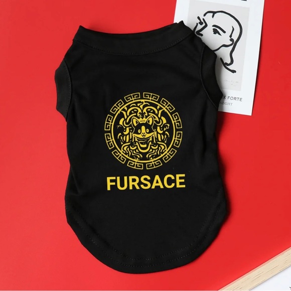 FURSACE Small Dog/ Cat Tee Shirt/ Black and Gold/ Brand New - Picture 2 of 14